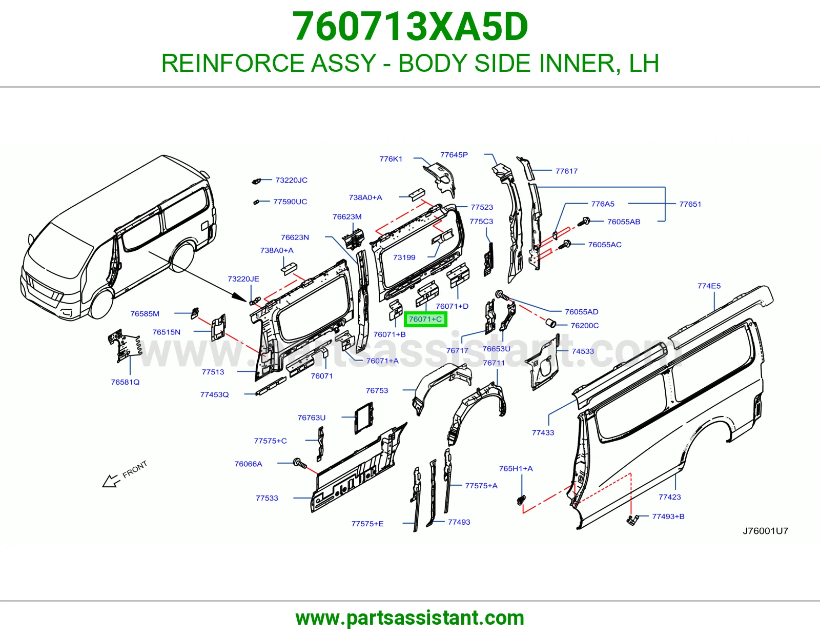 تقوية قشرة جنب داخلي يسار كاملة 760713XA5D