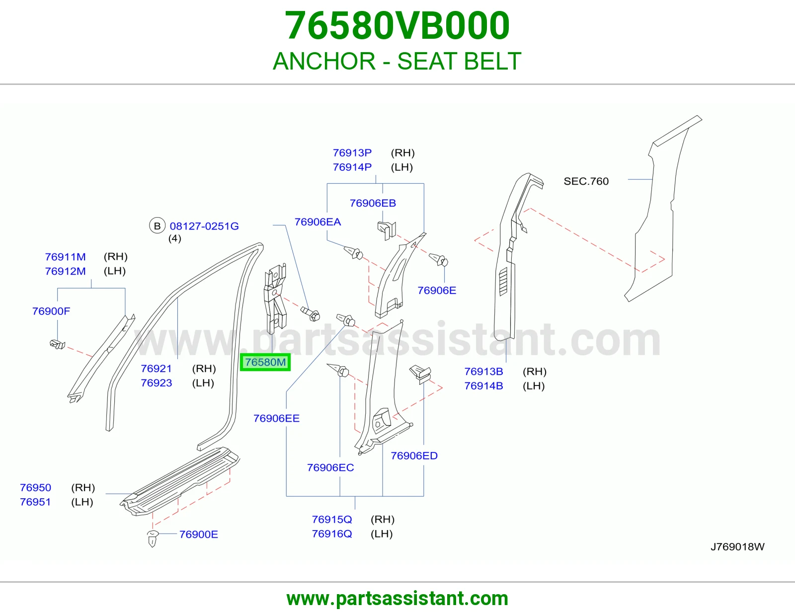 قاعدة تثبيت حزام أمان 76580VB000