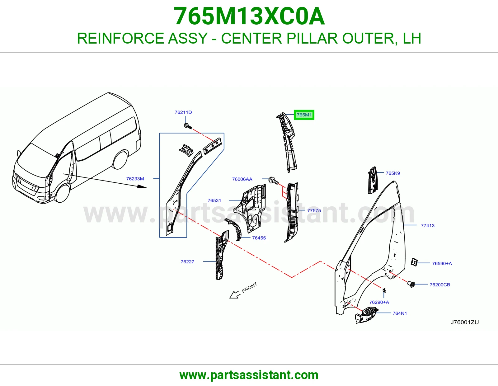 تقوية عمود وسط خارجي يسار كاملة 765M13XC0A