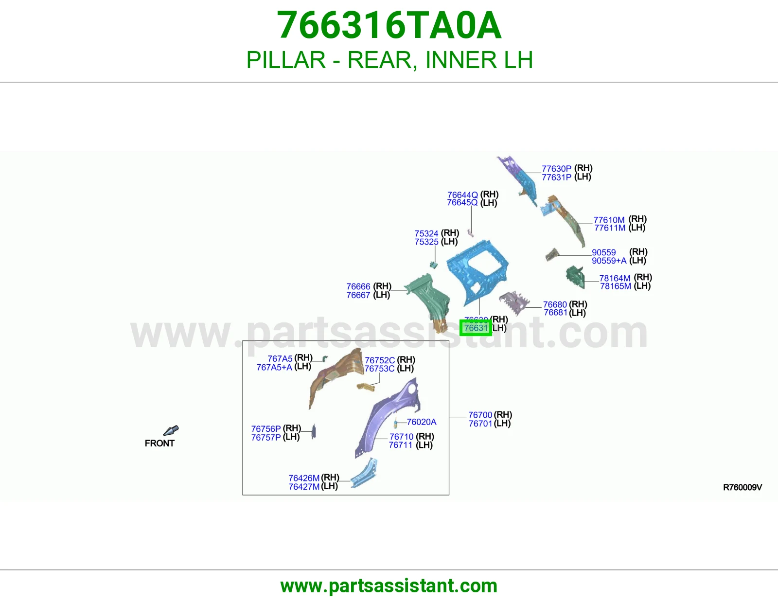 عمود خلفي داخلي يسار 766316TA0A
