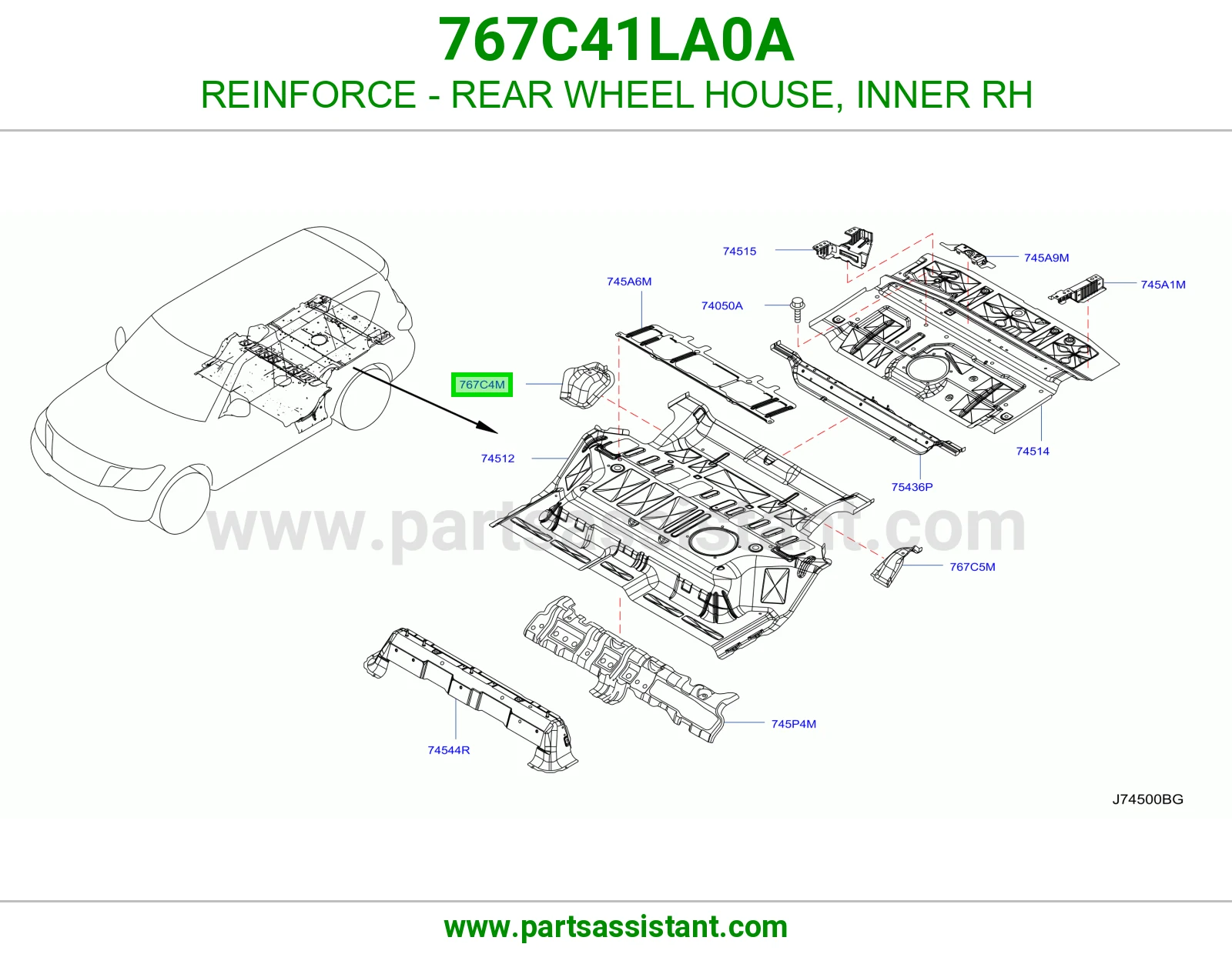 تقوية حوض رفرف خلفي داخلي يمين 767C41LA0A