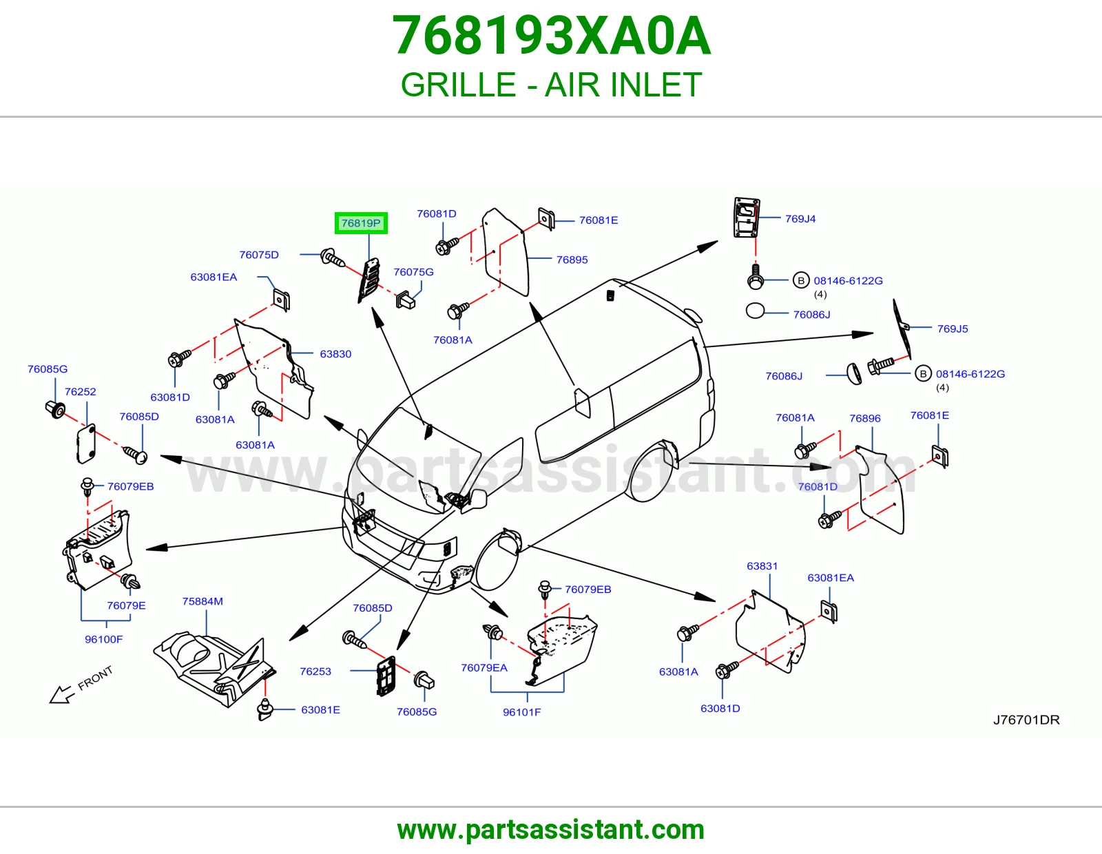 شبك مدخل هواء 768193XA0A