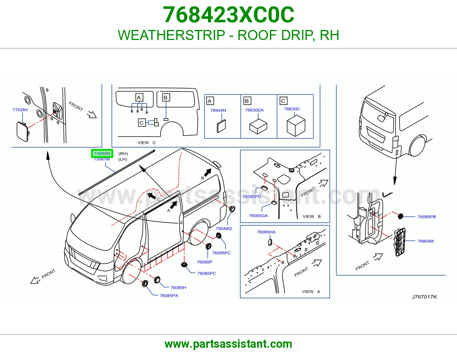 ربل زيق سقف يمين 768423XC0C