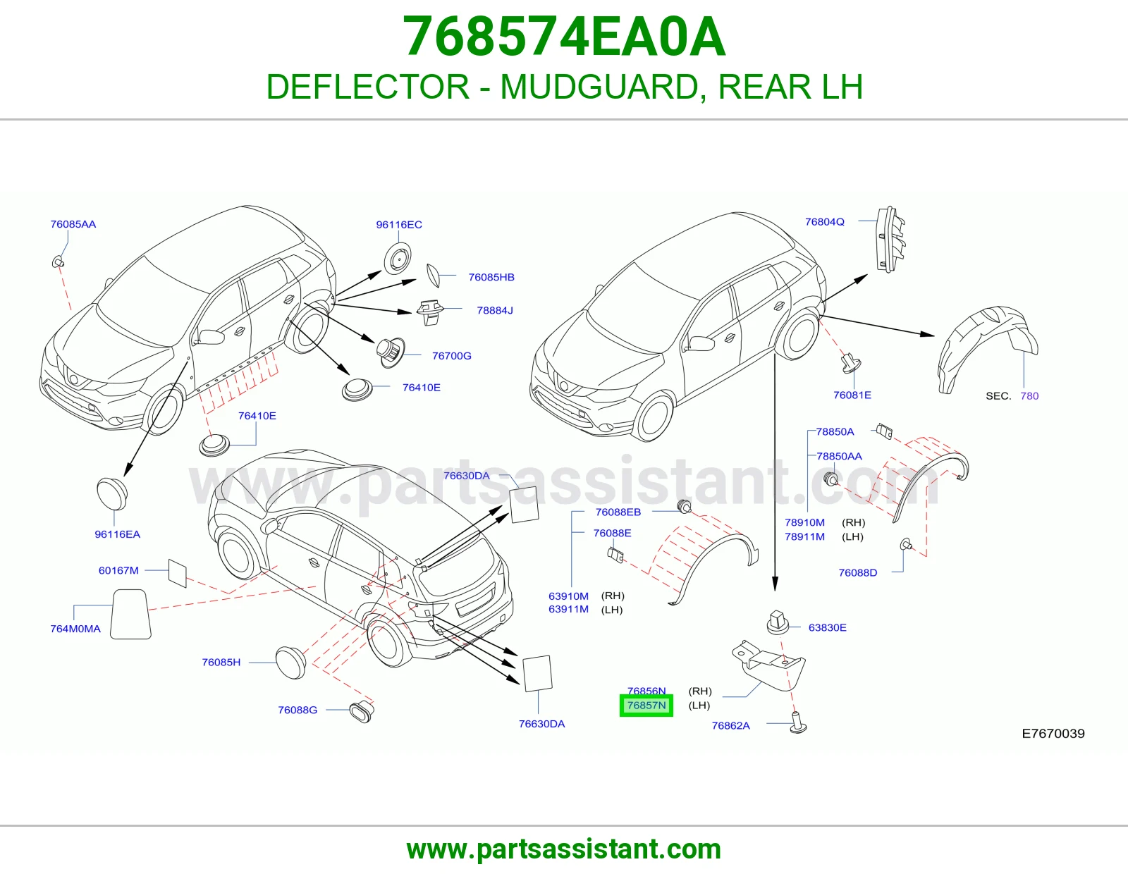 كاسر هواء نسافة خلفي يسار 768574EA0A