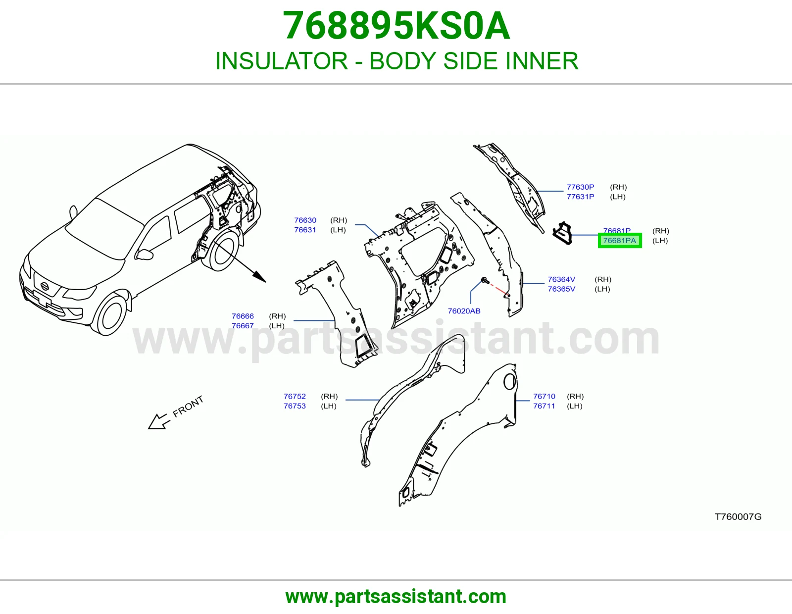 عازل قائم خلفي داخلي 768895KS0A