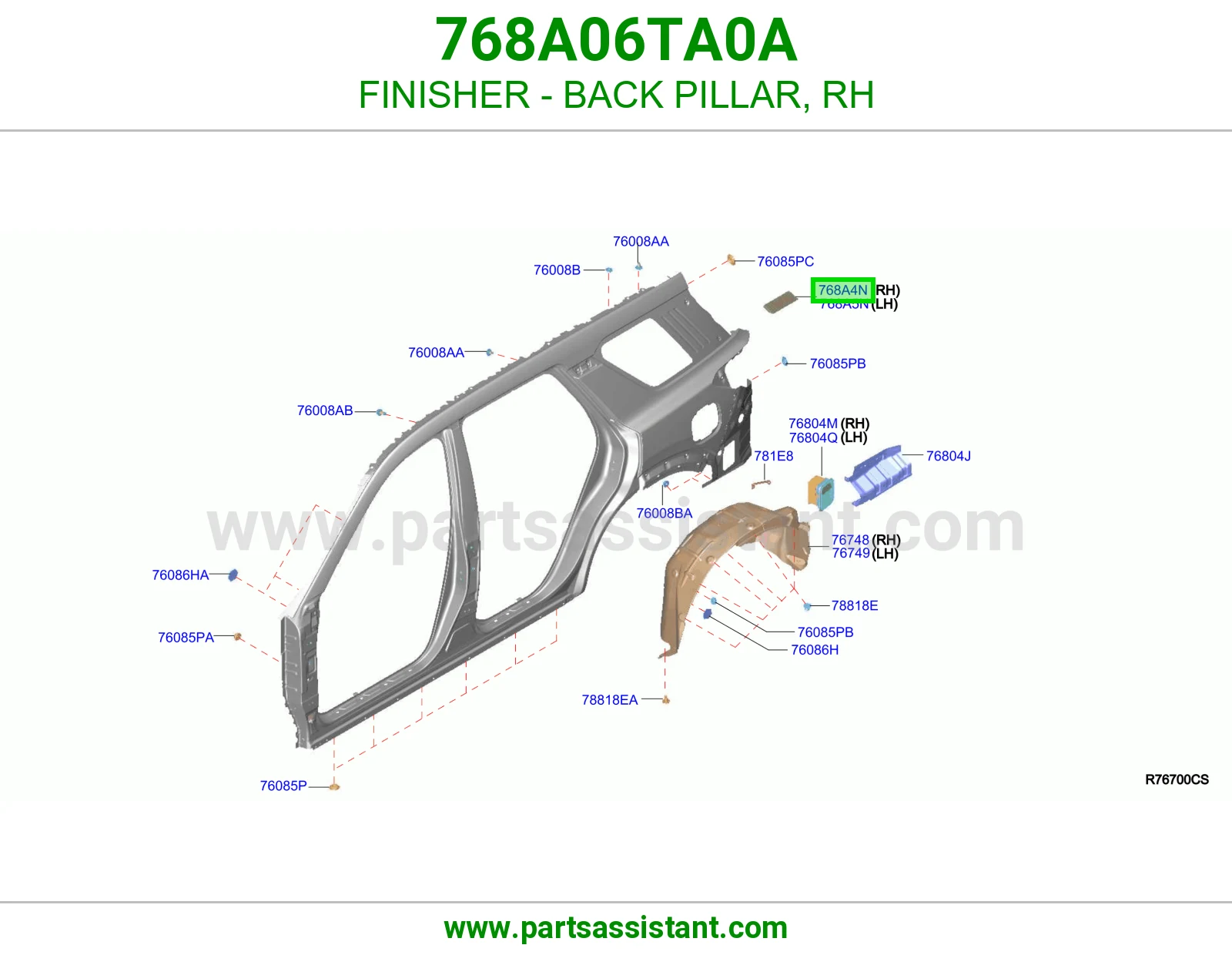 تلبيسة قائم خلفي يمين 768A06TA0A
