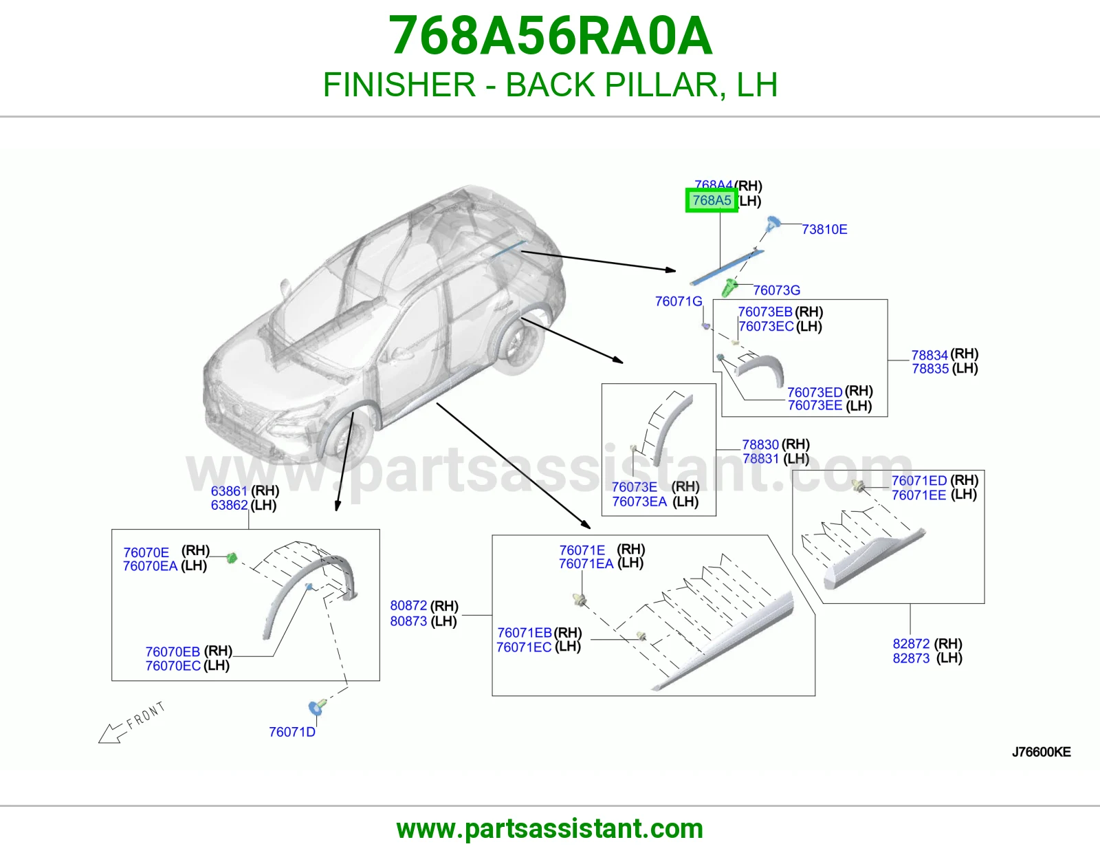 تلبيسة قائم خلفي يسار 768A56RA0A
