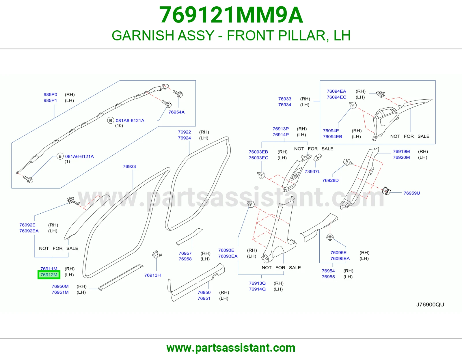 GARNISH ASSY - FRONT PILLAR, LH 769121MM9A