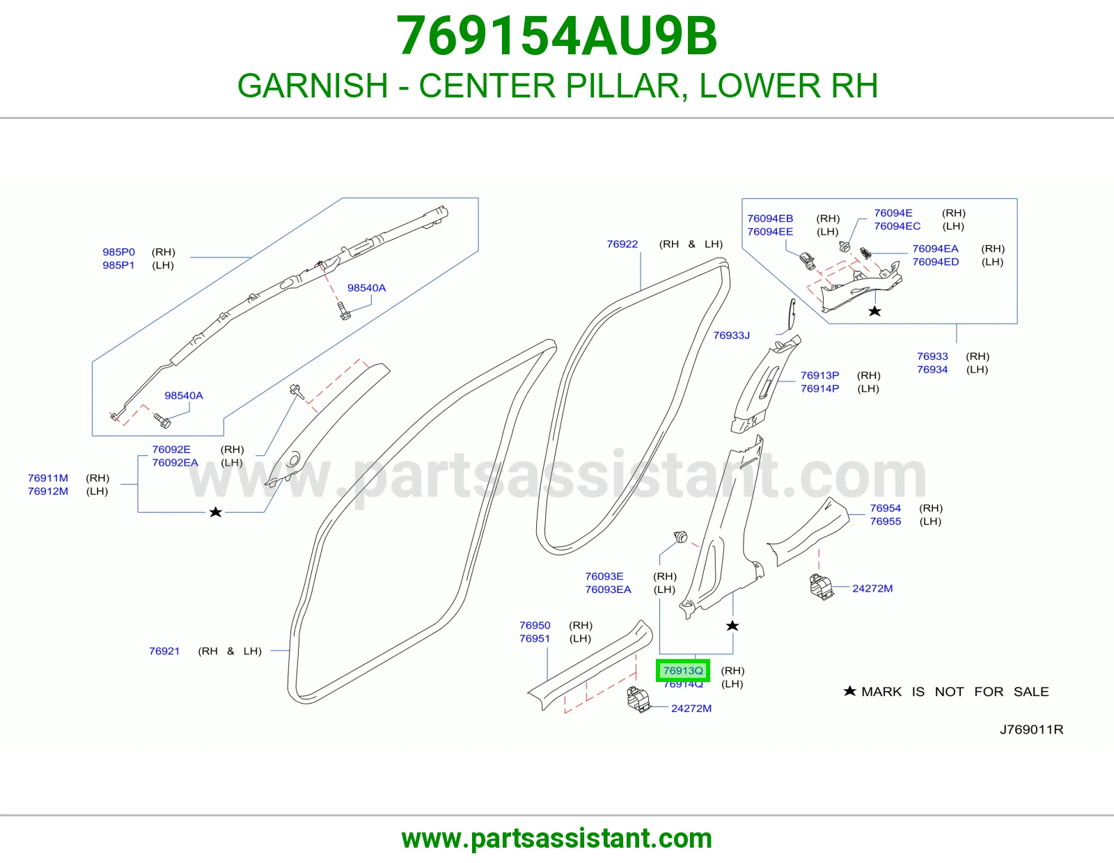 GARNISH - CENTER PILLAR, LOWER RH 769154AU9B