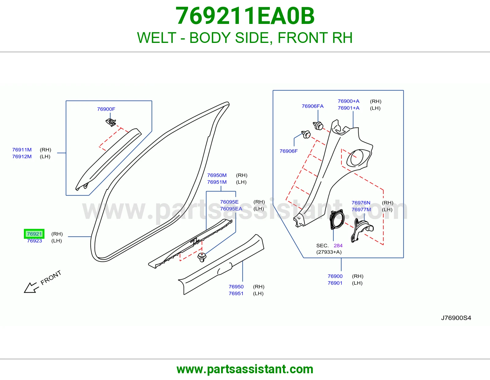 WELT - BODY SIDE, FRONT RH 769211EA0B