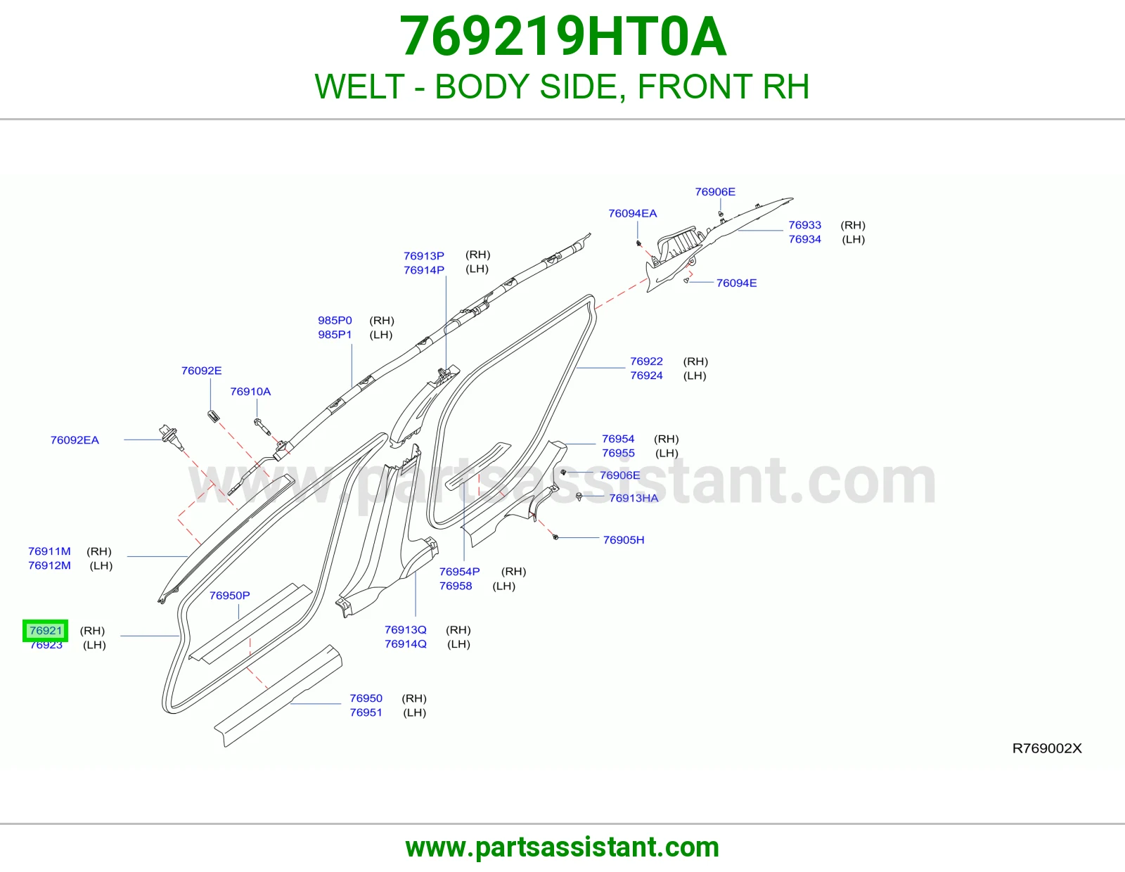 WELT - BODY SIDE, FRONT RH 769219HT0A