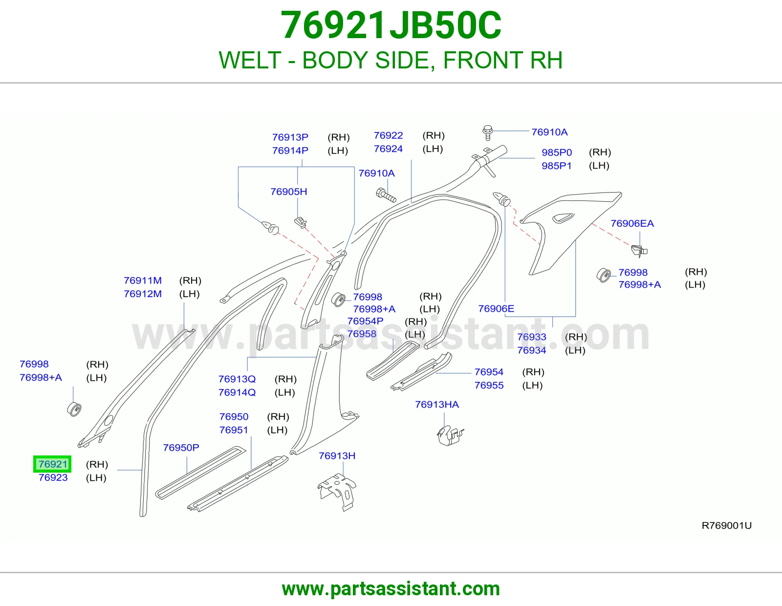 ربل حافة جانب بودي أمامي يمين 76921JB50C