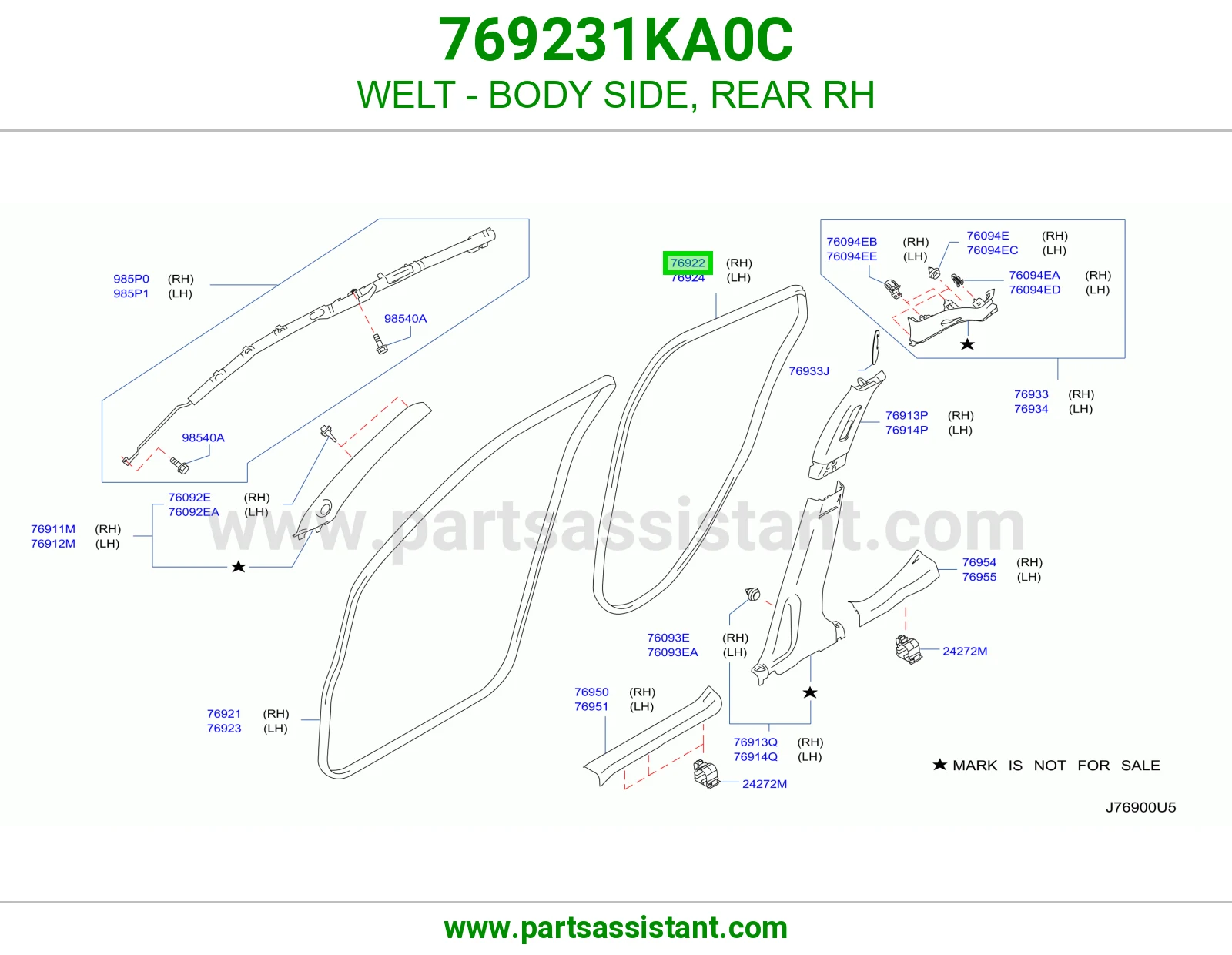 WELT - BODY SIDE, REAR RH 769231KA0C