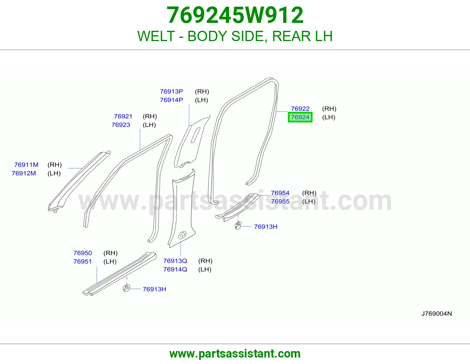 WELT - BODY SIDE, REAR LH 769245W912