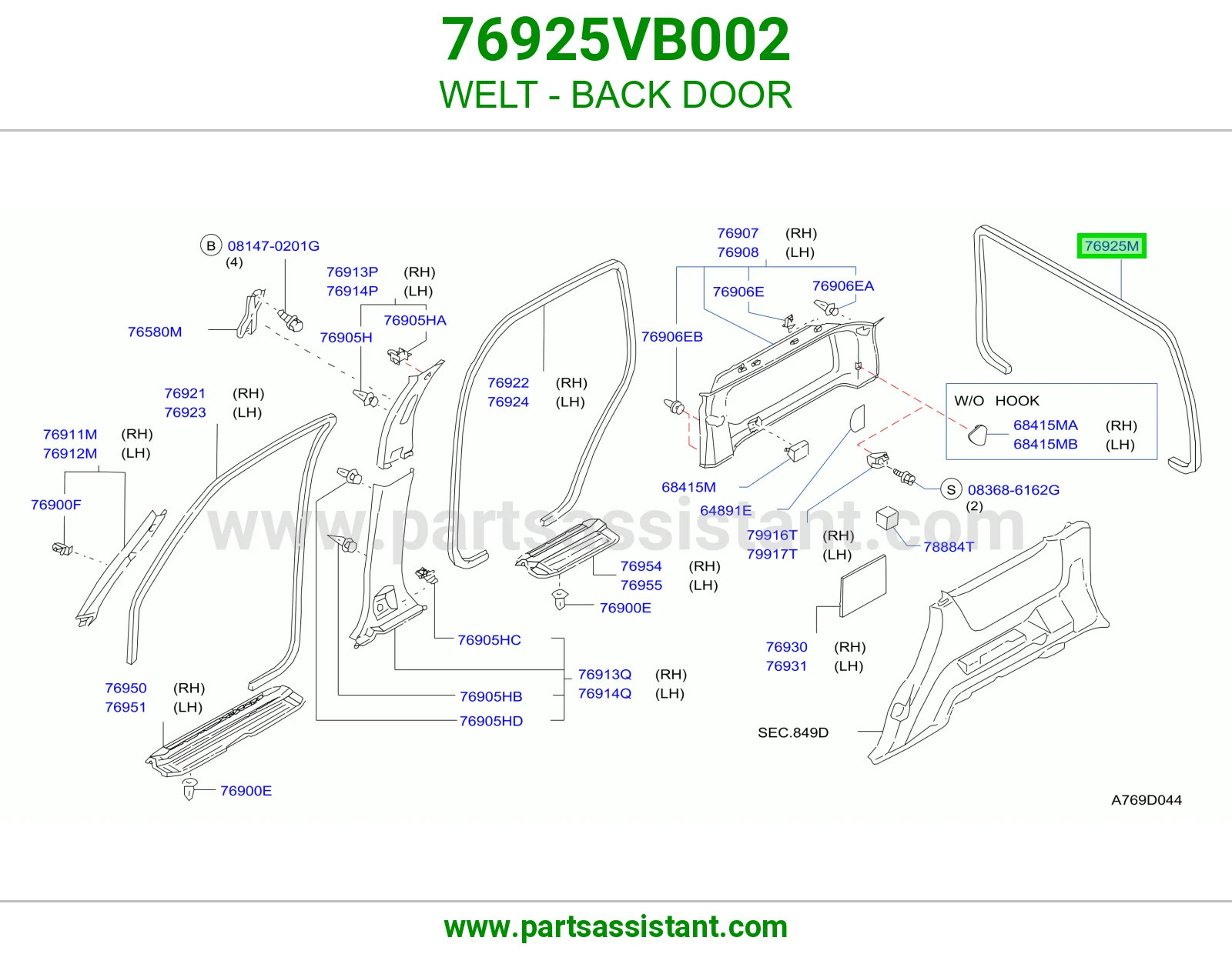 WELT - BACK DOOR 76925VB002