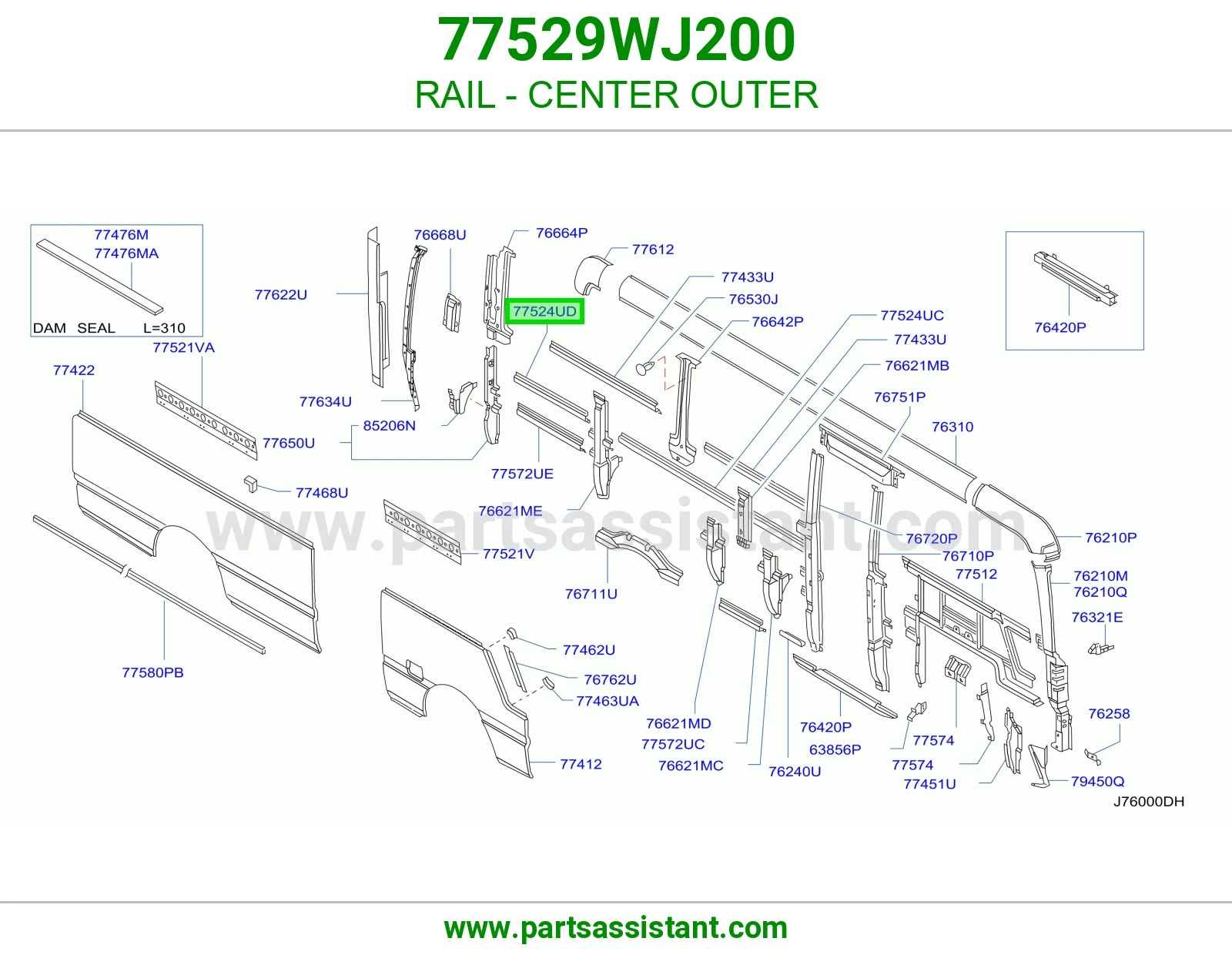 سكة أوسط خارجي 77529WJ200