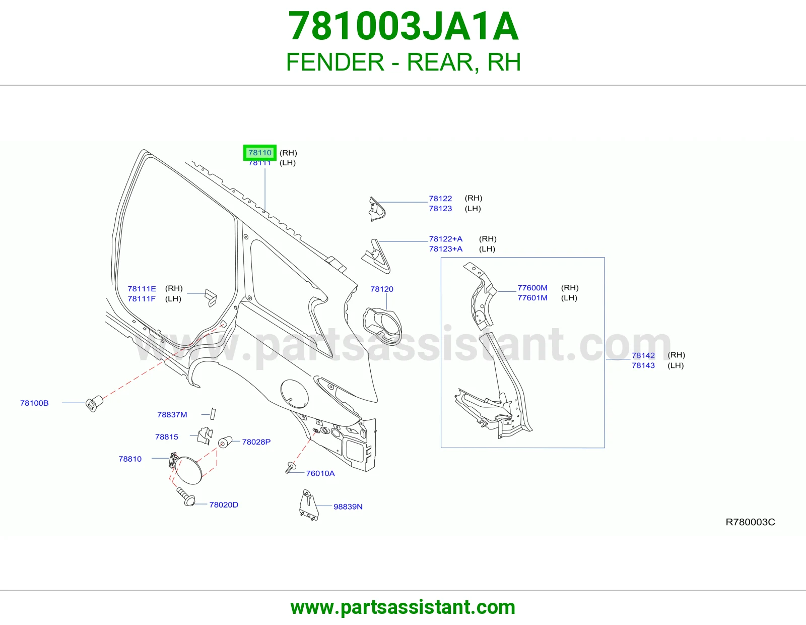 رفرف خلفي يمين 781003JA1A