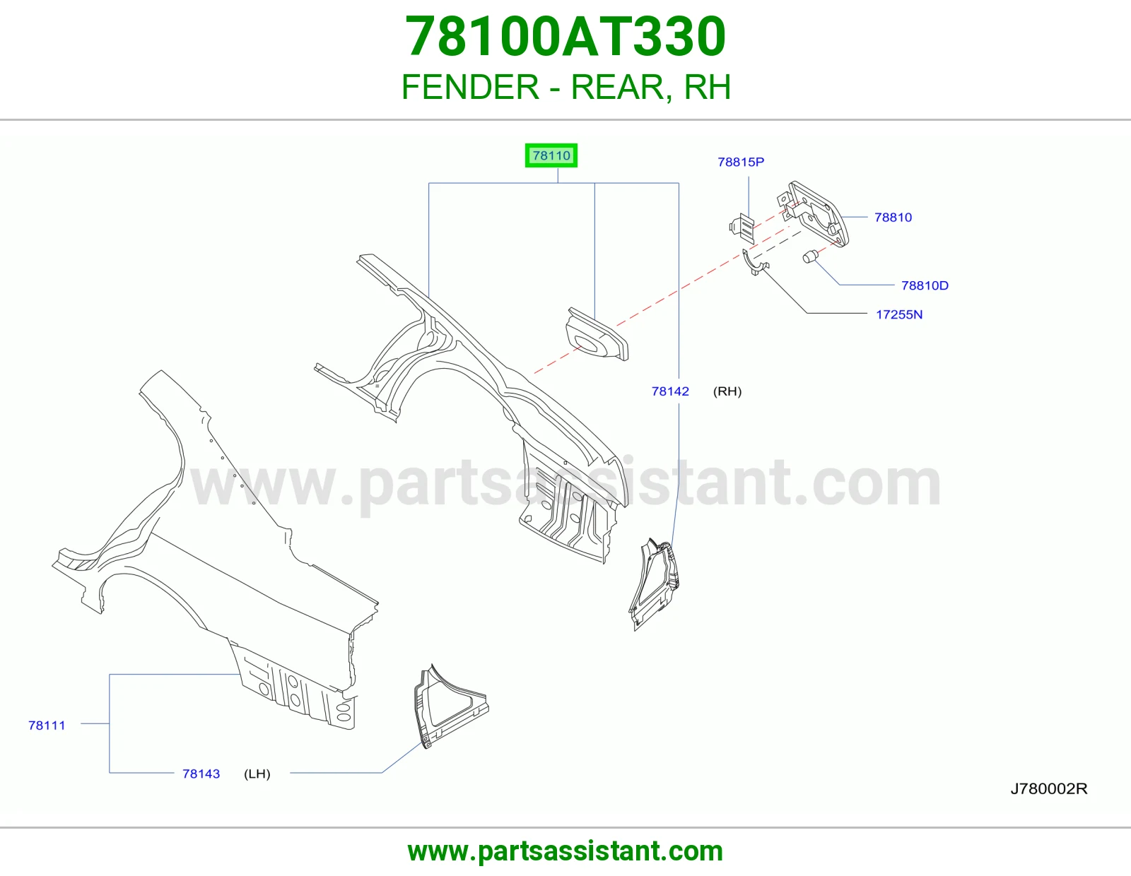 رفرف خلفي يمين 78100AT330