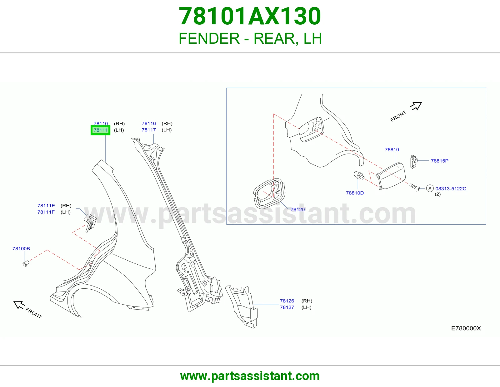 رفرف خلفي يسار 78101AX130