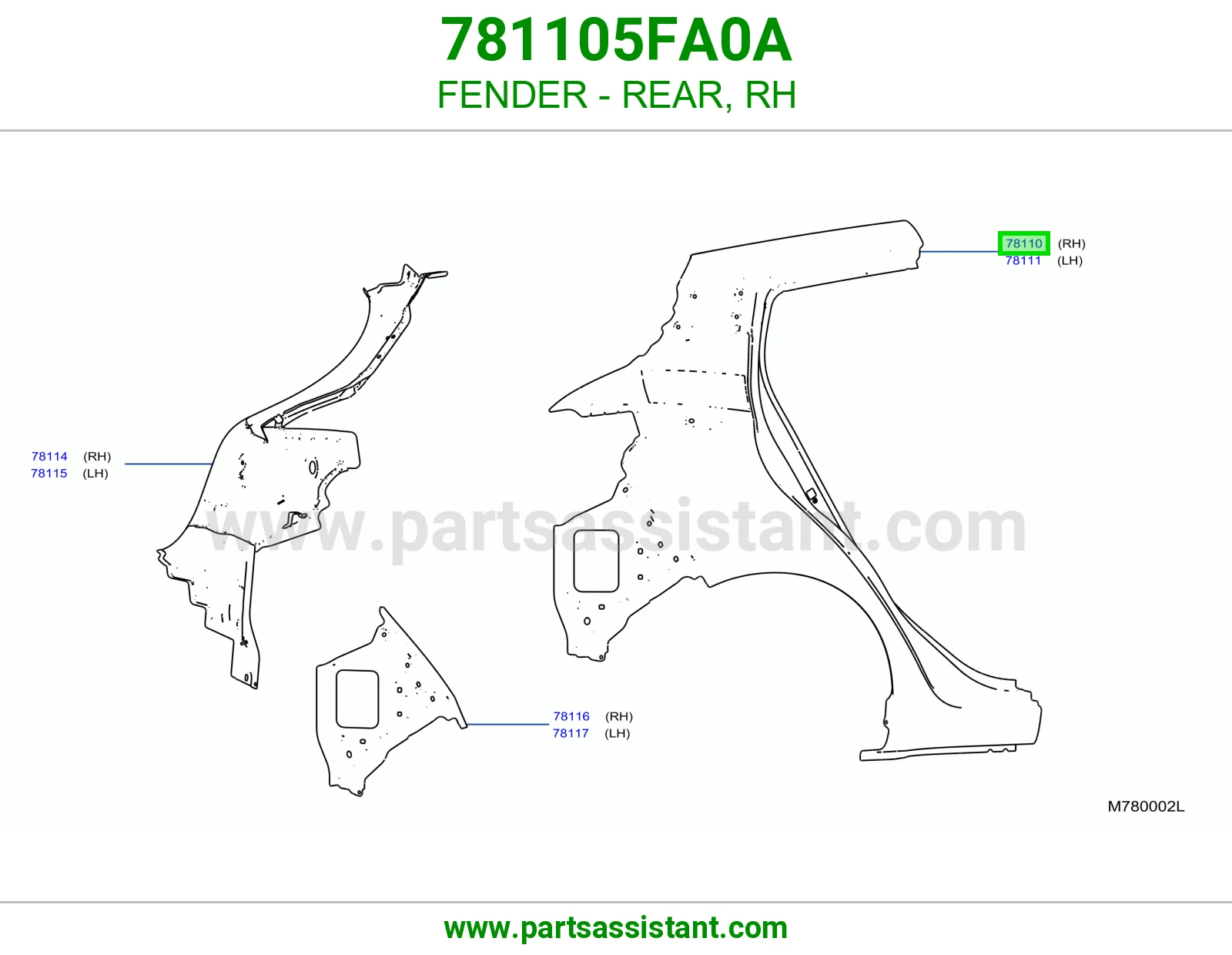 رفرف خلفي يمين 781105FA0A