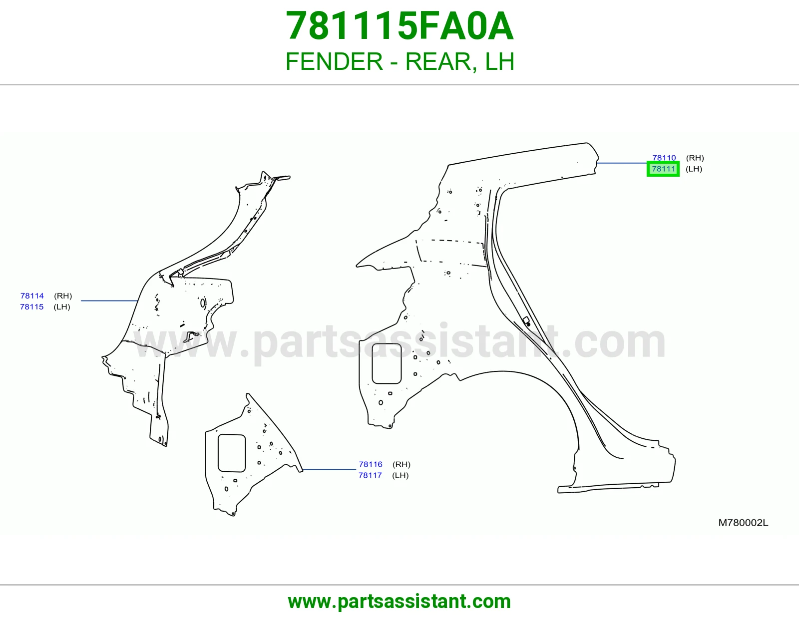 رفرف خلفي يسار 781115FA0A