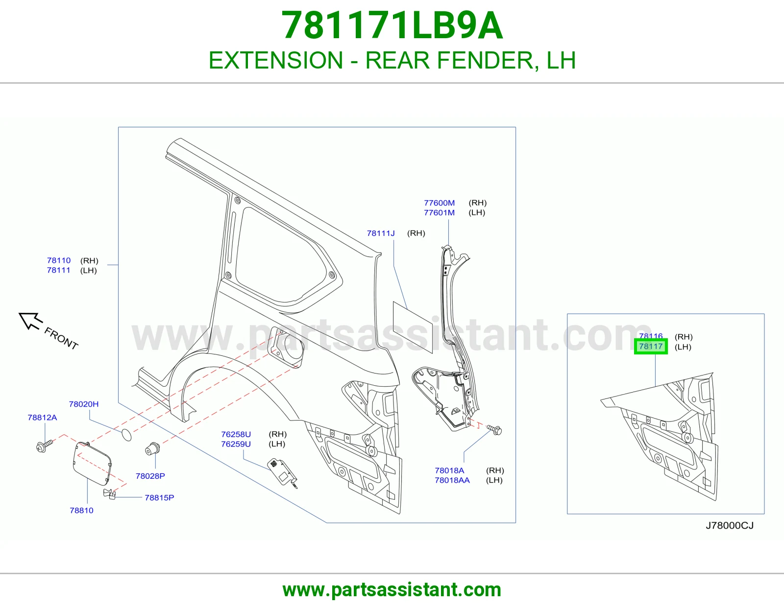 تكملة رفرف خلفي يسار 781171LB9A