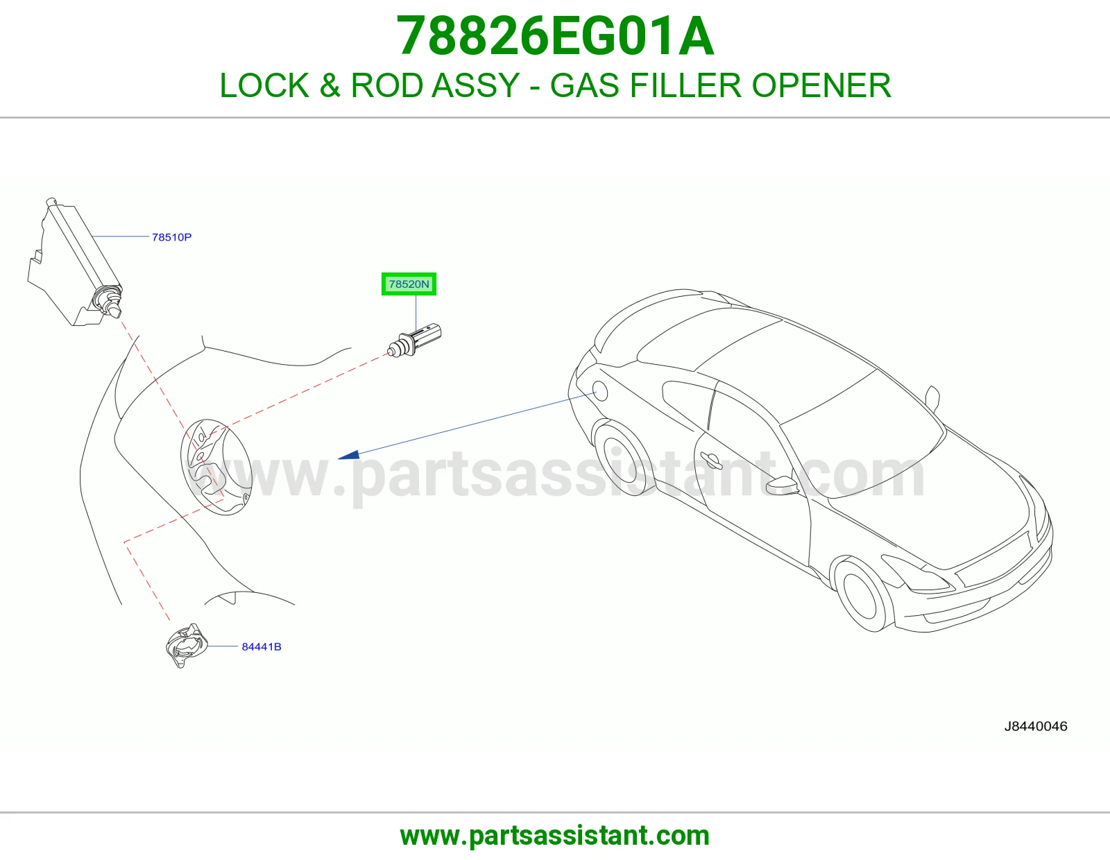 قفل سلك كامل فتاحة غطاء تانكي 78826EG01A