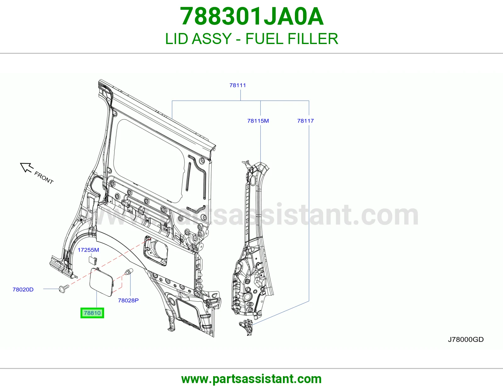 غطاء فتحة تانكي بنزين كامل 788301JA0A