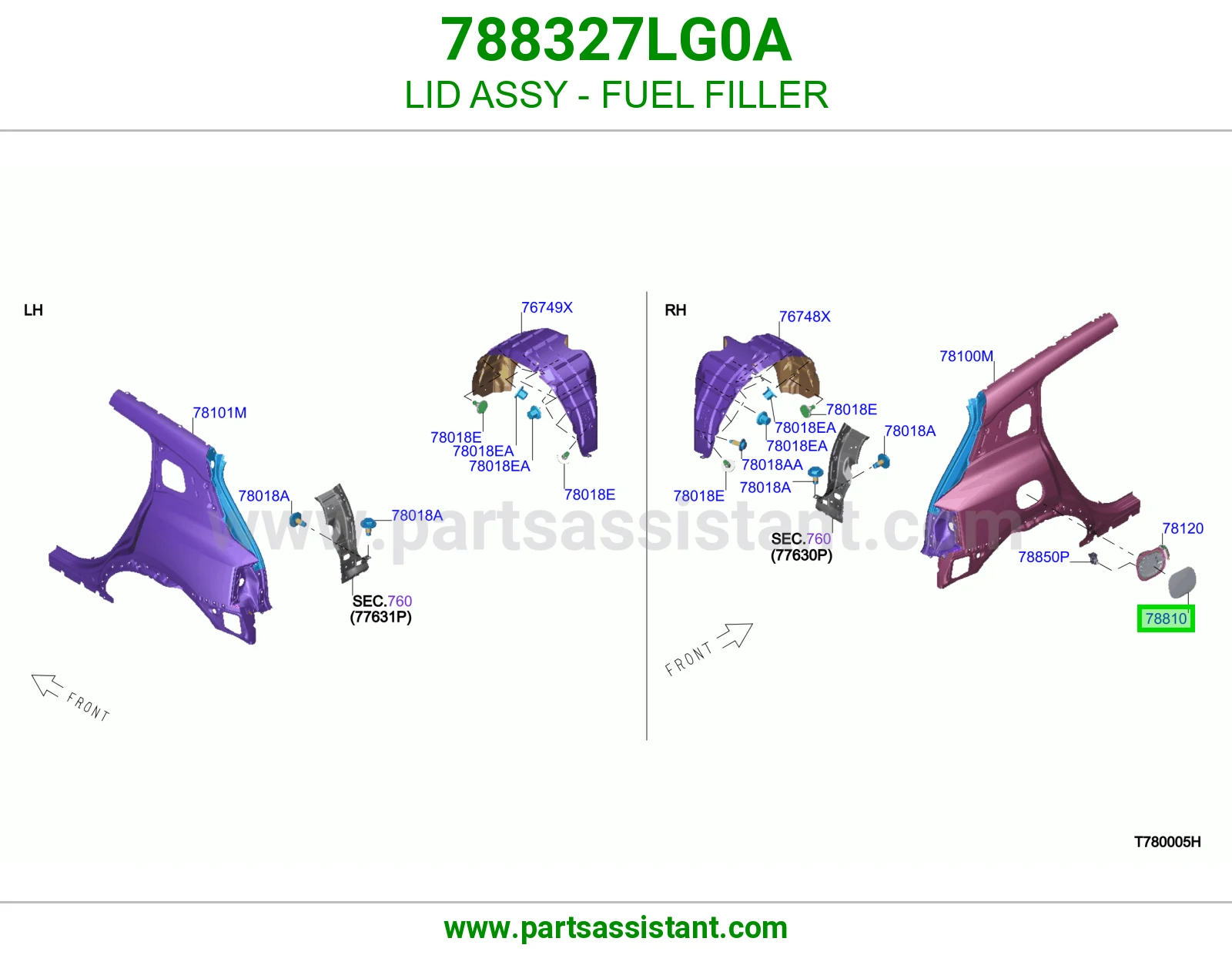 غطاء فتحة تانكي بنزين كامل 788327LG0A