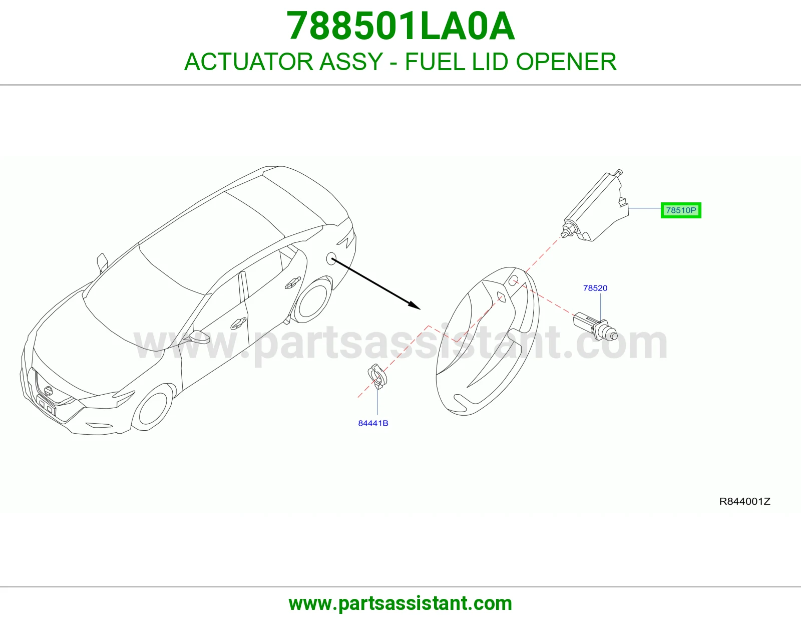 تمتيك زر فتح غطاء تانكي كامل 788501LA0A