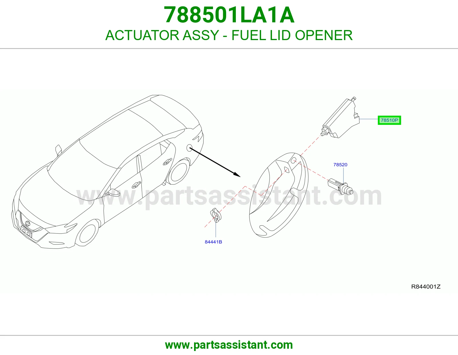 تمتيك زر فتح غطاء تانكي كامل 788501LA1A