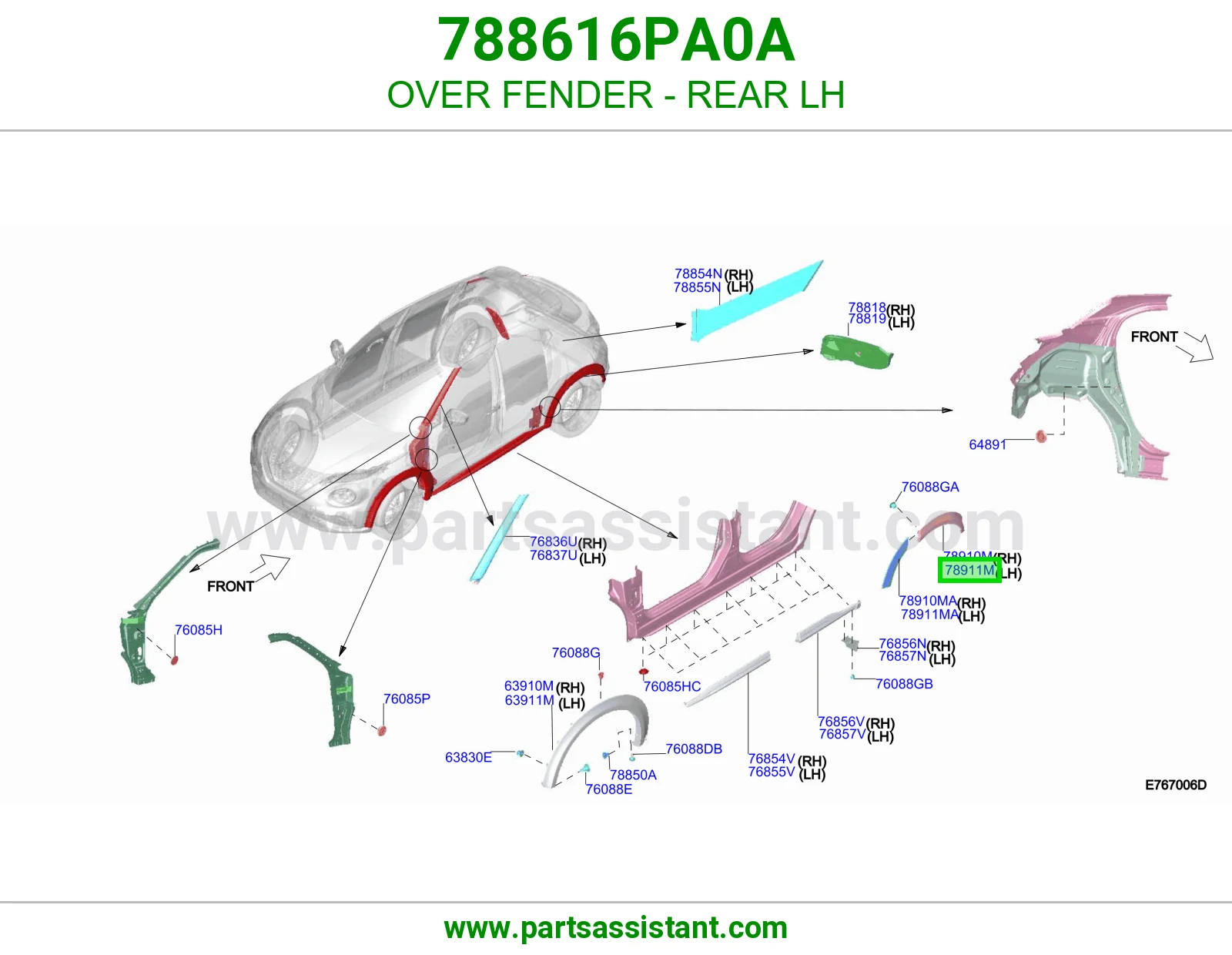 توسعة رفرف خلفي يسار 788616PA0A
