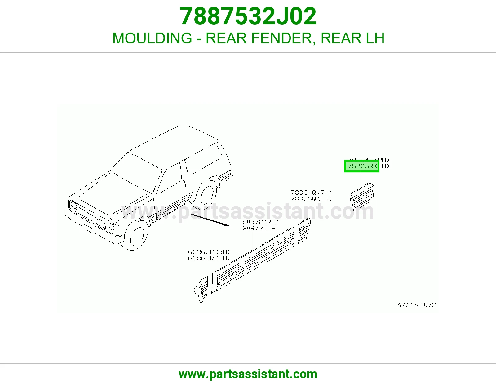 زيق رفرف خلفي يسار 7887532J02