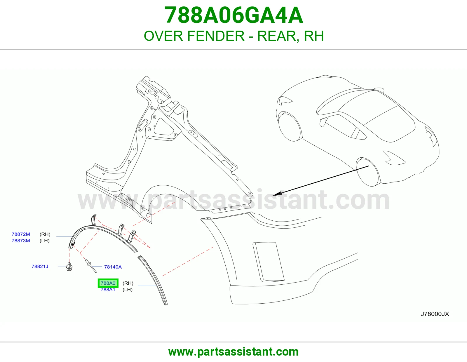 توسعة رفرف خلفي يمين 788A06GA4A