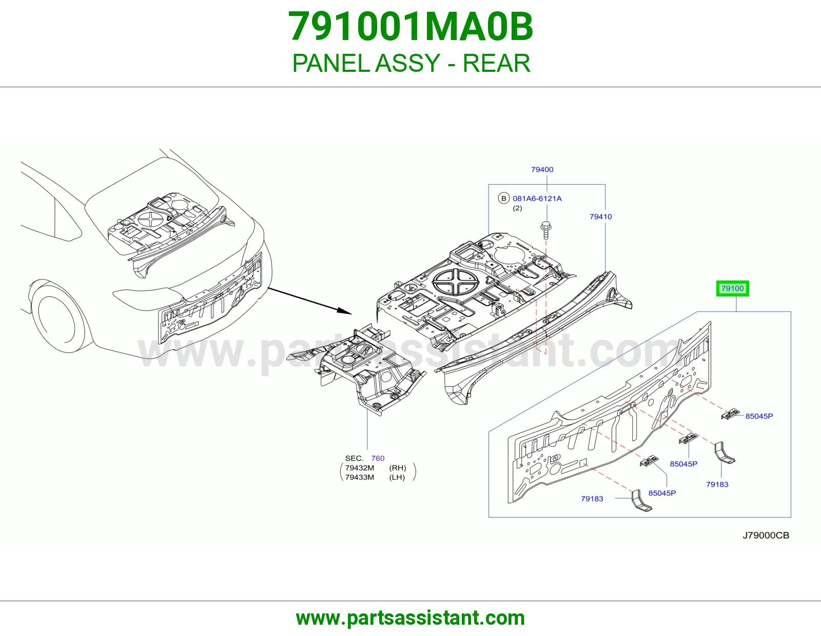 صاج خلفي كامل 791001MA0B