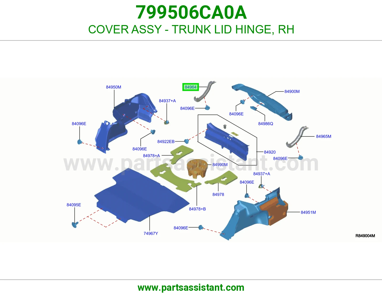 غطاء مفصلة غطاء شنطة يمين كامل 799506CA0A