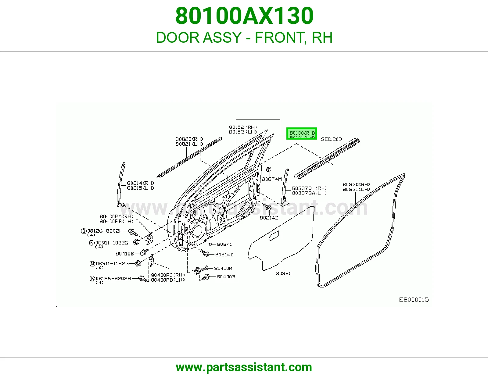 باب امامي يمين 80100AX130