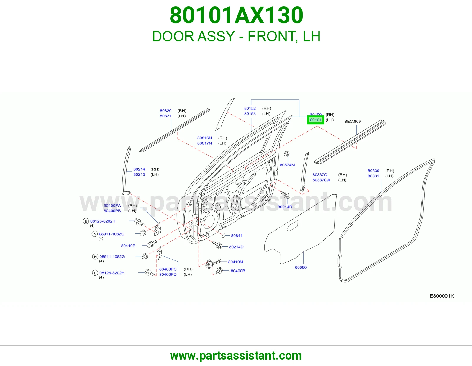 باب امامي يسار 80101AX130