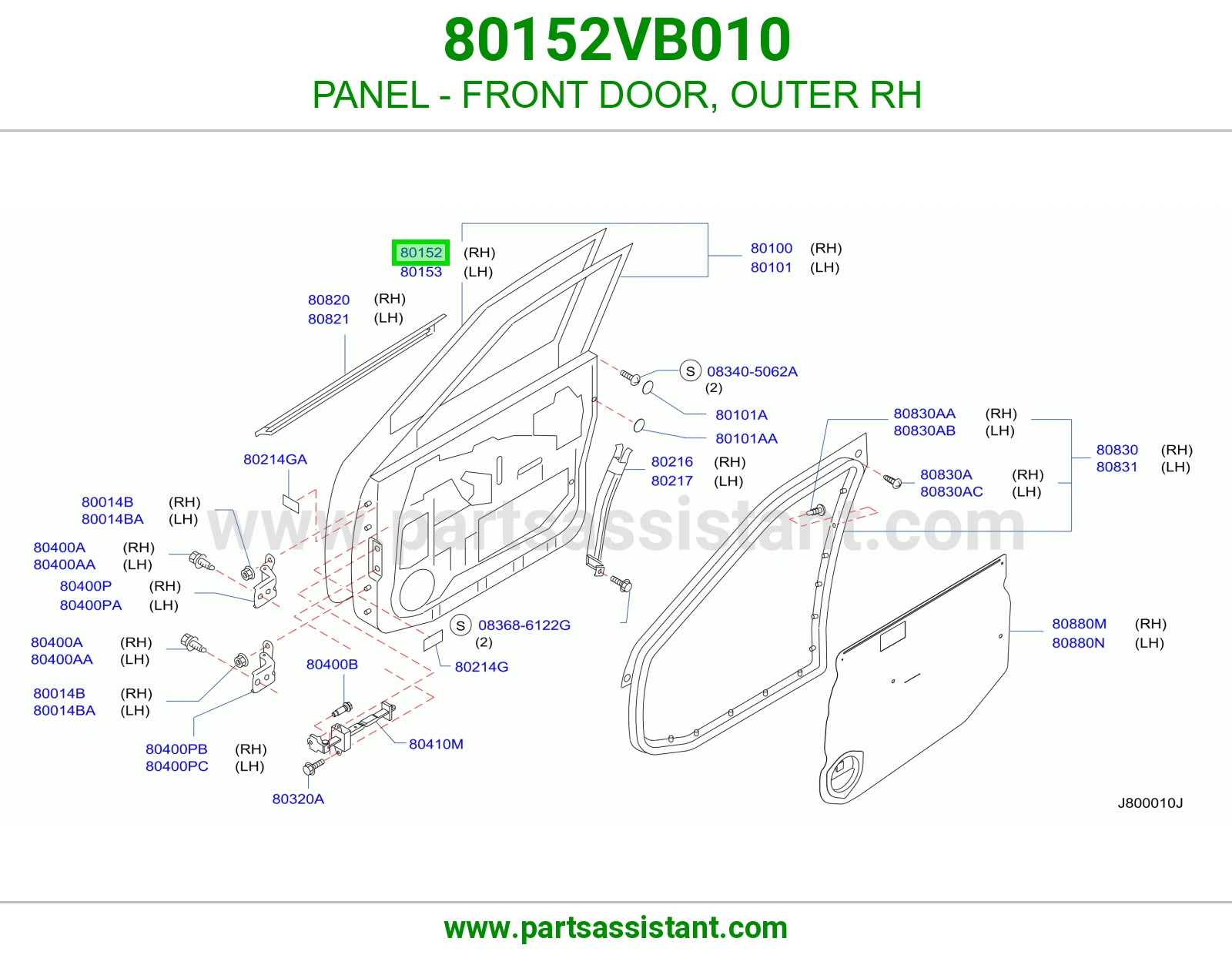 PANEL - FRONT DOOR, OUTER RH 80152VB010