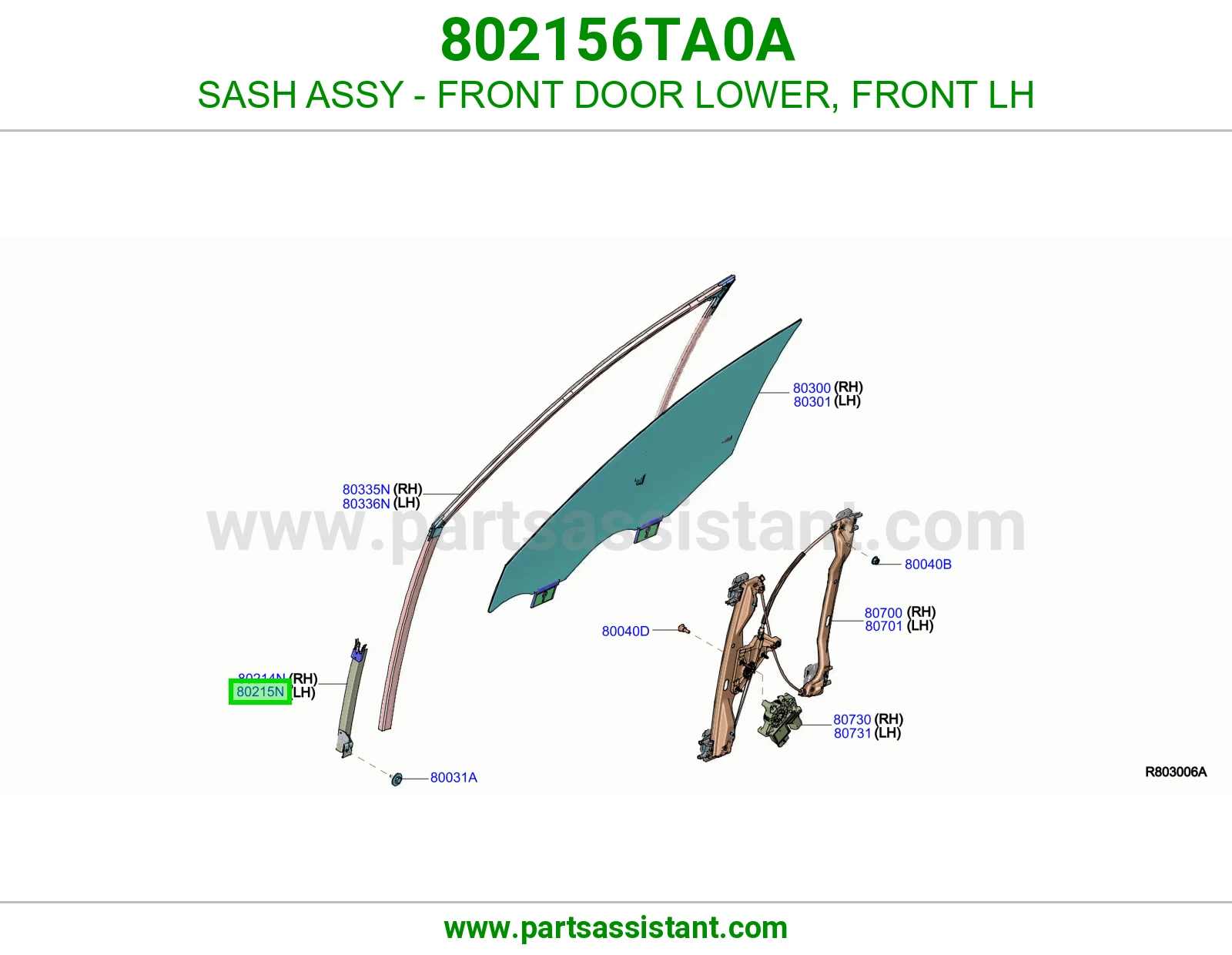 برواز قزاز باب أمامي تحت أمامي يسار كامل 802156TA0A