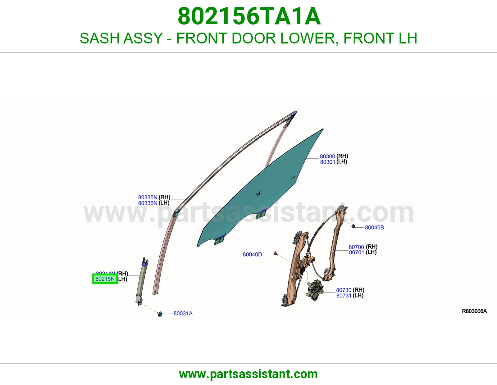 برواز قزاز باب أمامي تحت أمامي يسار كامل 802156TA1A