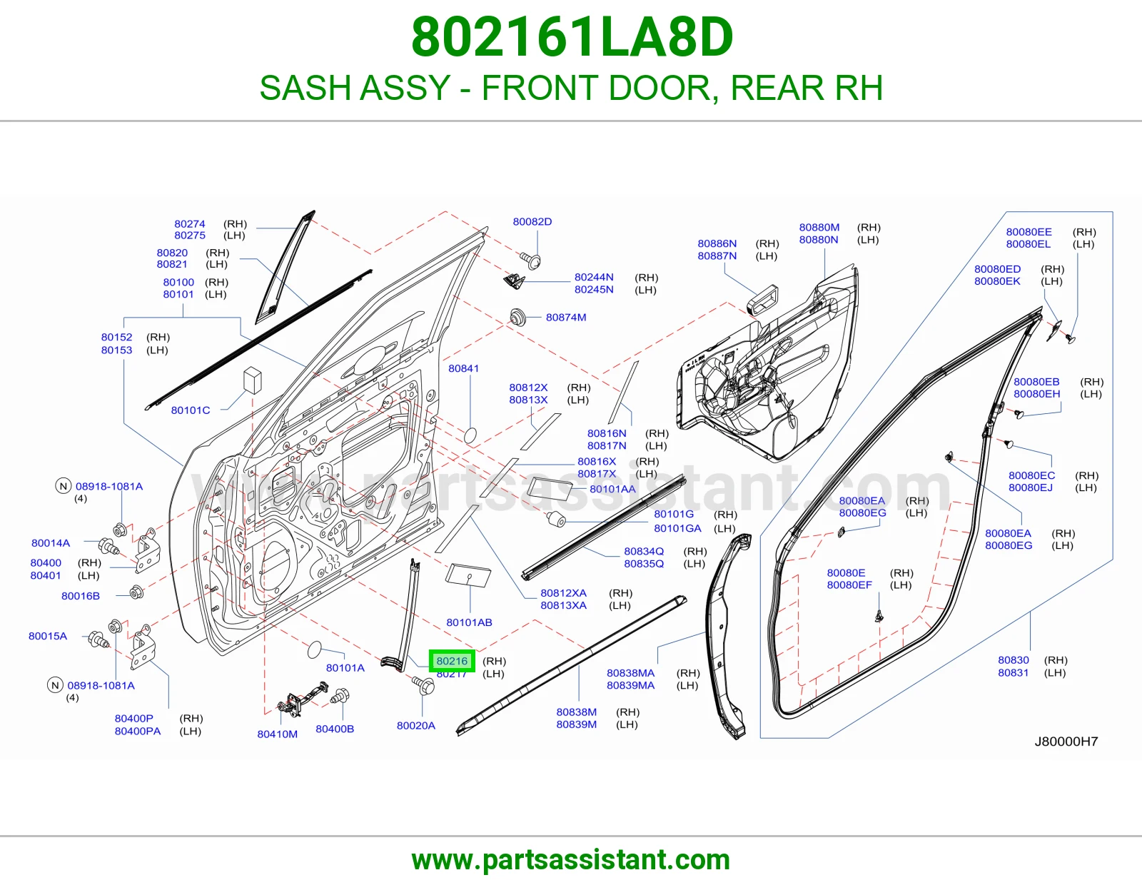 برواز قزاز باب أمامي خلفي يمين كامل 802161LA8D