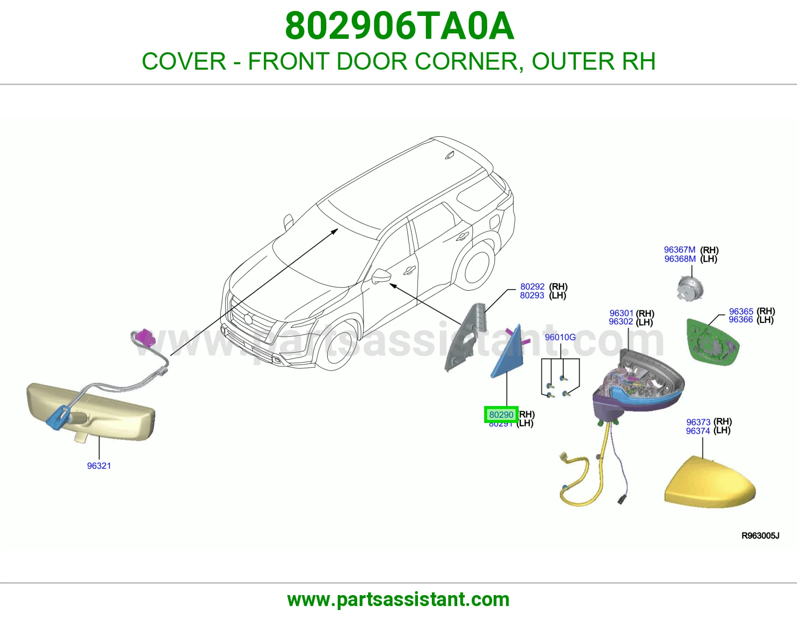 غطاء ركن باب أمامي خارجي يمين 802906TA0A