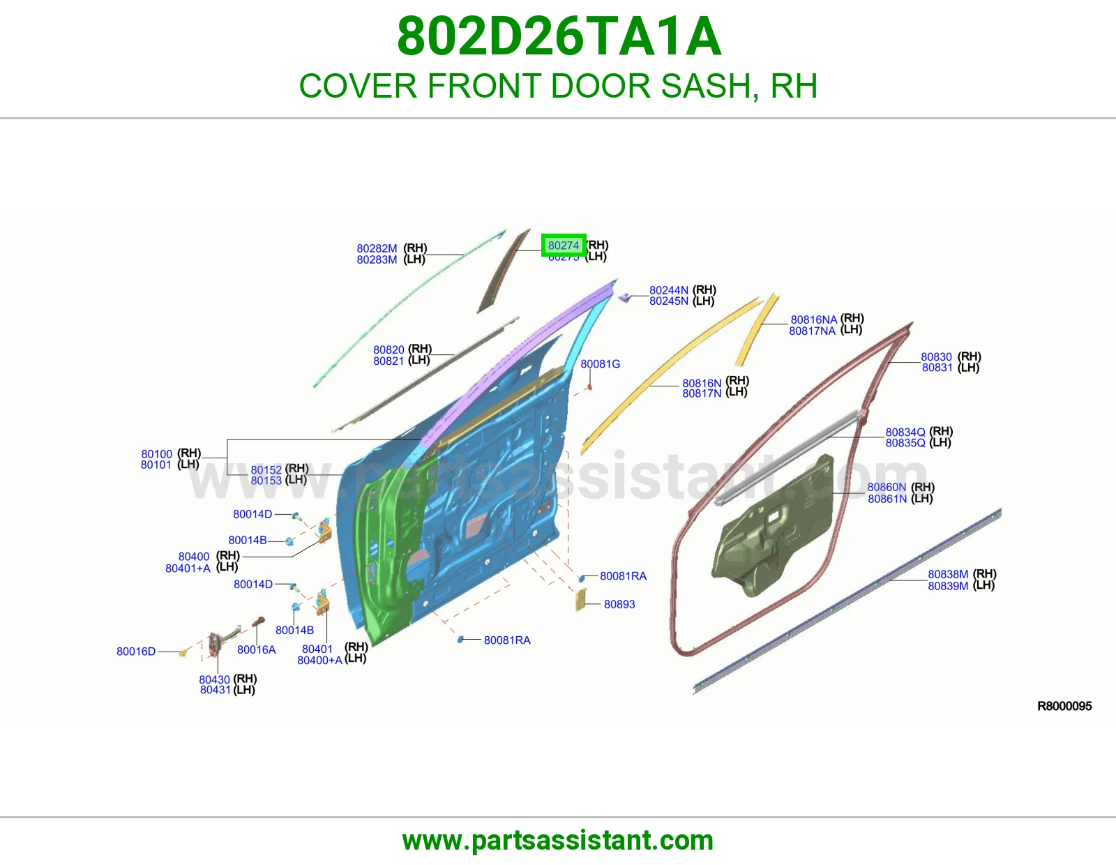 غطاء برواز باب أمامي يمين 802D26TA1A