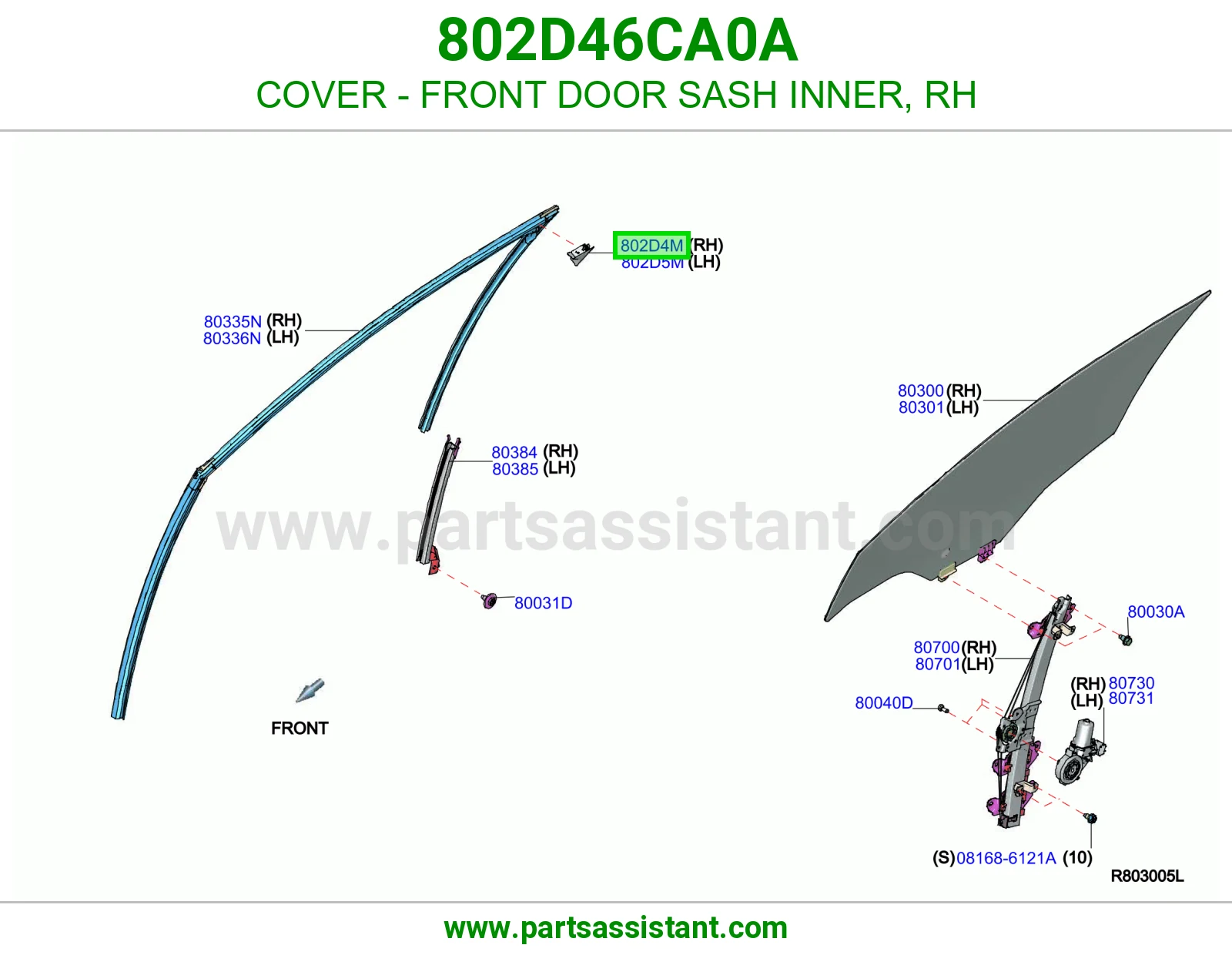 غطاء برواز باب أمامي داخلي يمين 802D46CA0A