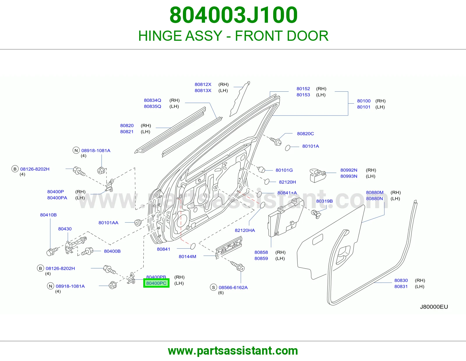 HINGE ASSY - FRONT DOOR 804003J100