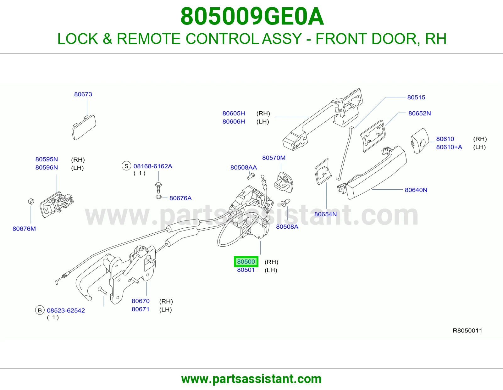 قفل باب امامي يمين 805009GE0A