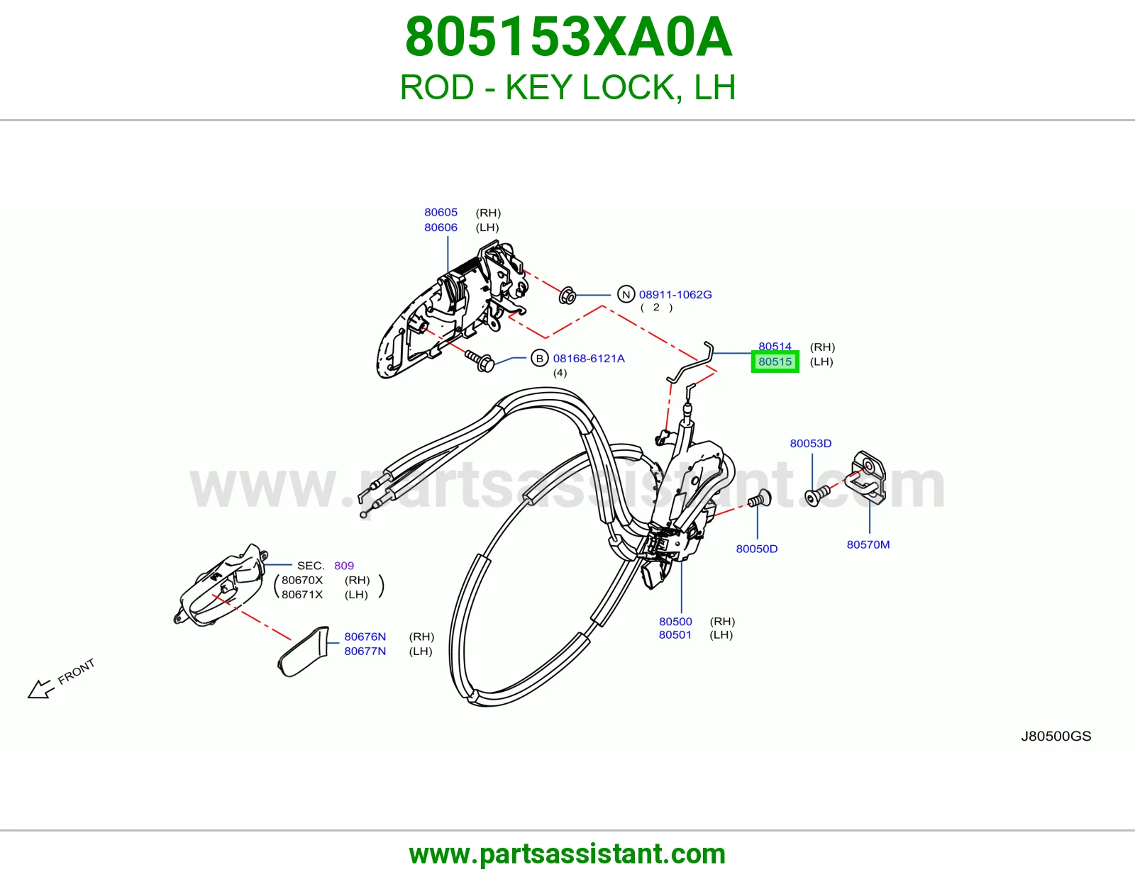 ذراع قفل مفتاح يسار 805153XA0A