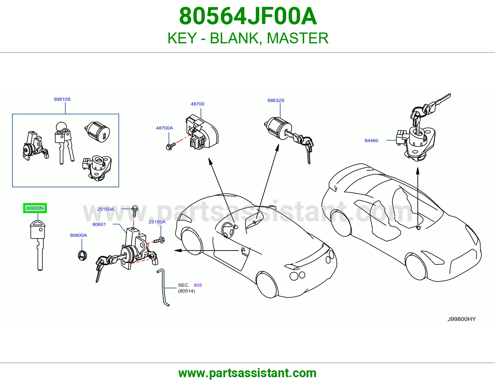 مفتاح سويتش و باب 80564JF00A
