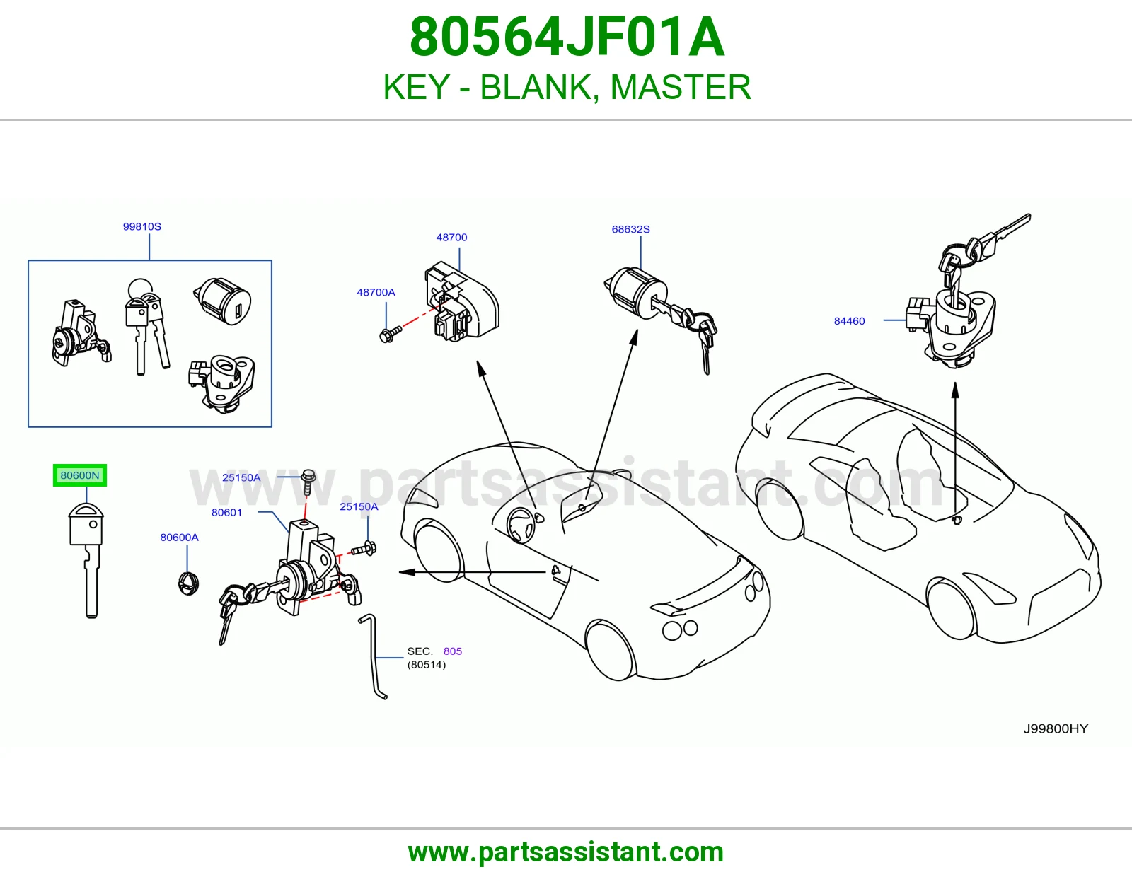 مفتاح سويتش و باب 80564JF01A